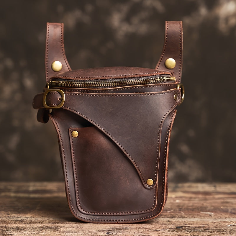 Genuine Leather Unisex Waist Pouch for Travel and Everyday Use