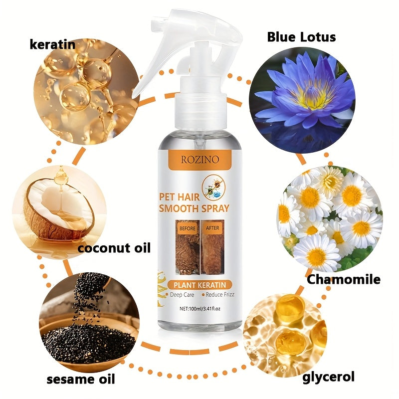 Powerful Leave In Pet Hair Detangler And Deodorizing Spray