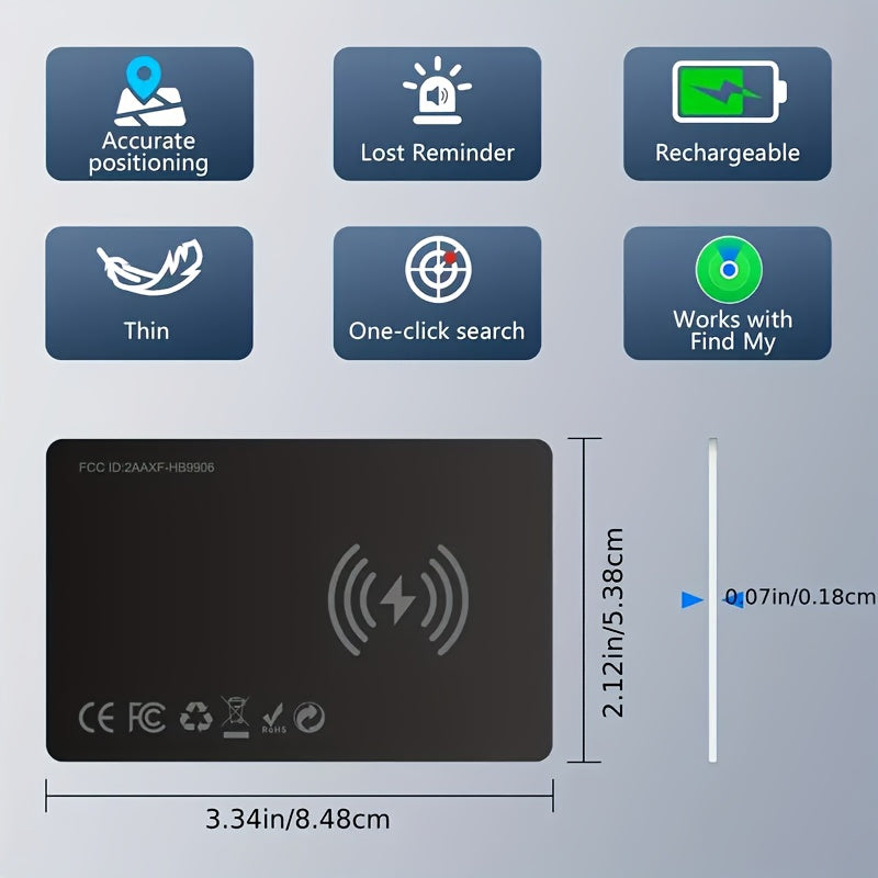 Ultra-Thin Waterproof Wireless Charging GPS Locator Card