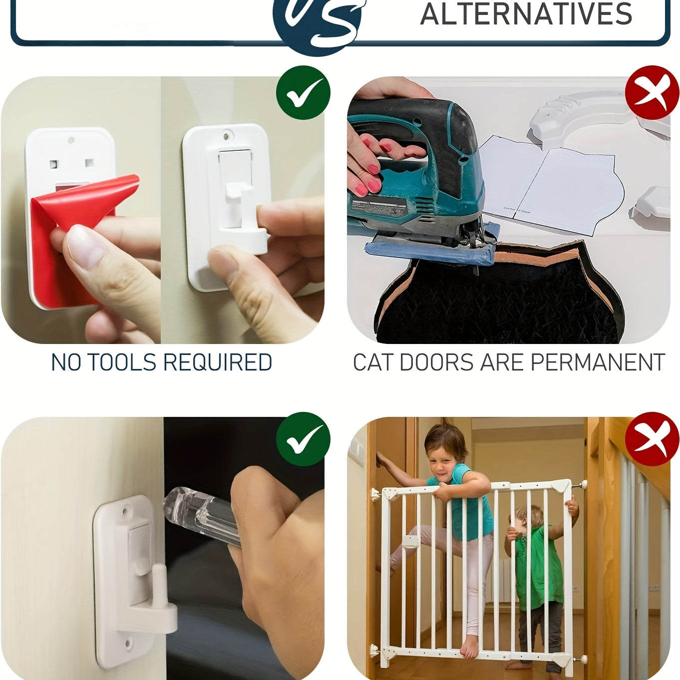 Adjustable Cat Door Latch And Stopper For Outdoor Use