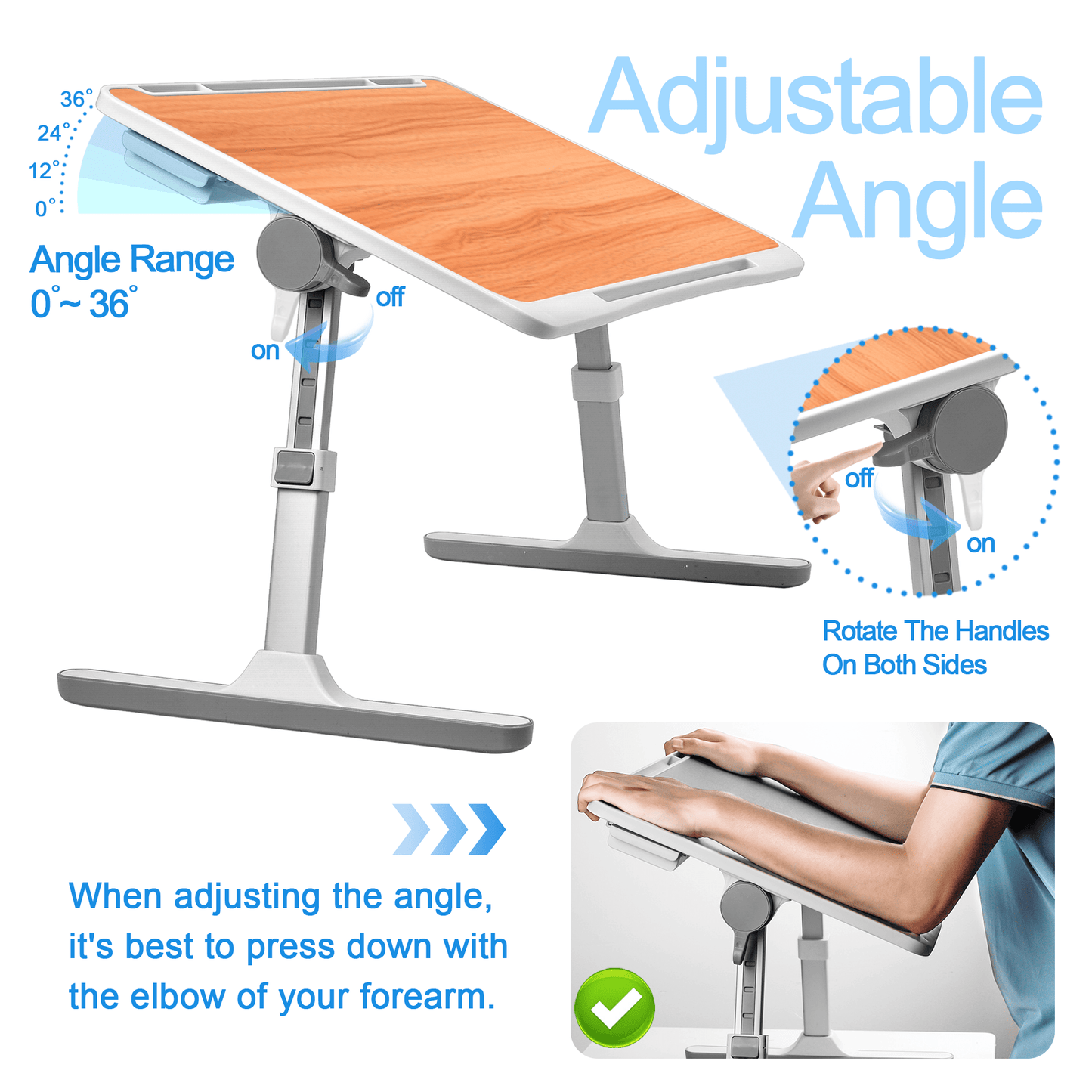 FWPP Adjustable Laptop Lap Desk Stand For Bed USB Light