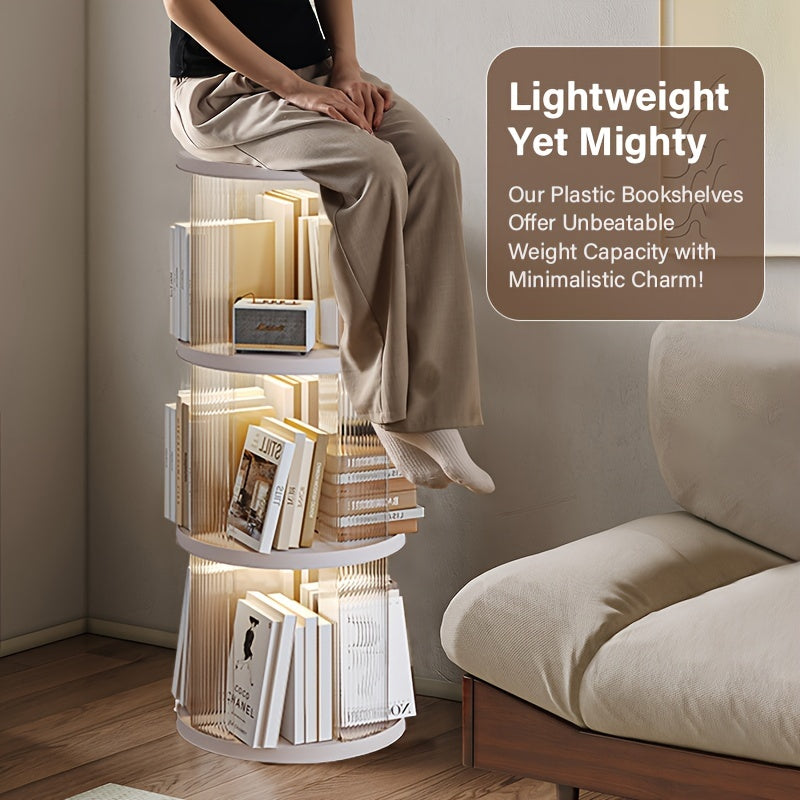 Rotating Corner Bookshelf 4 Tier Floor Standing Organizer