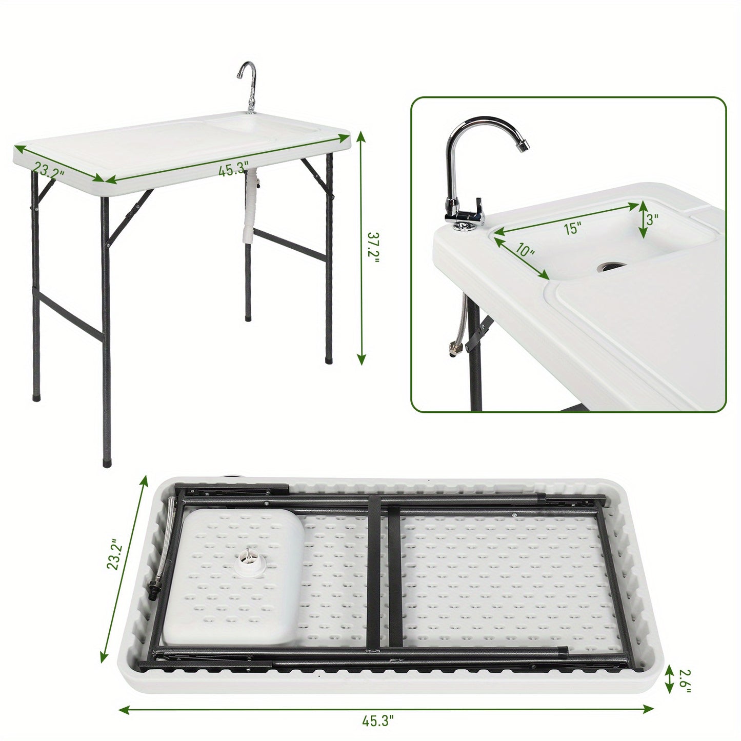 Folding Outdoor Fish Cleaning Table with Convenient Sink