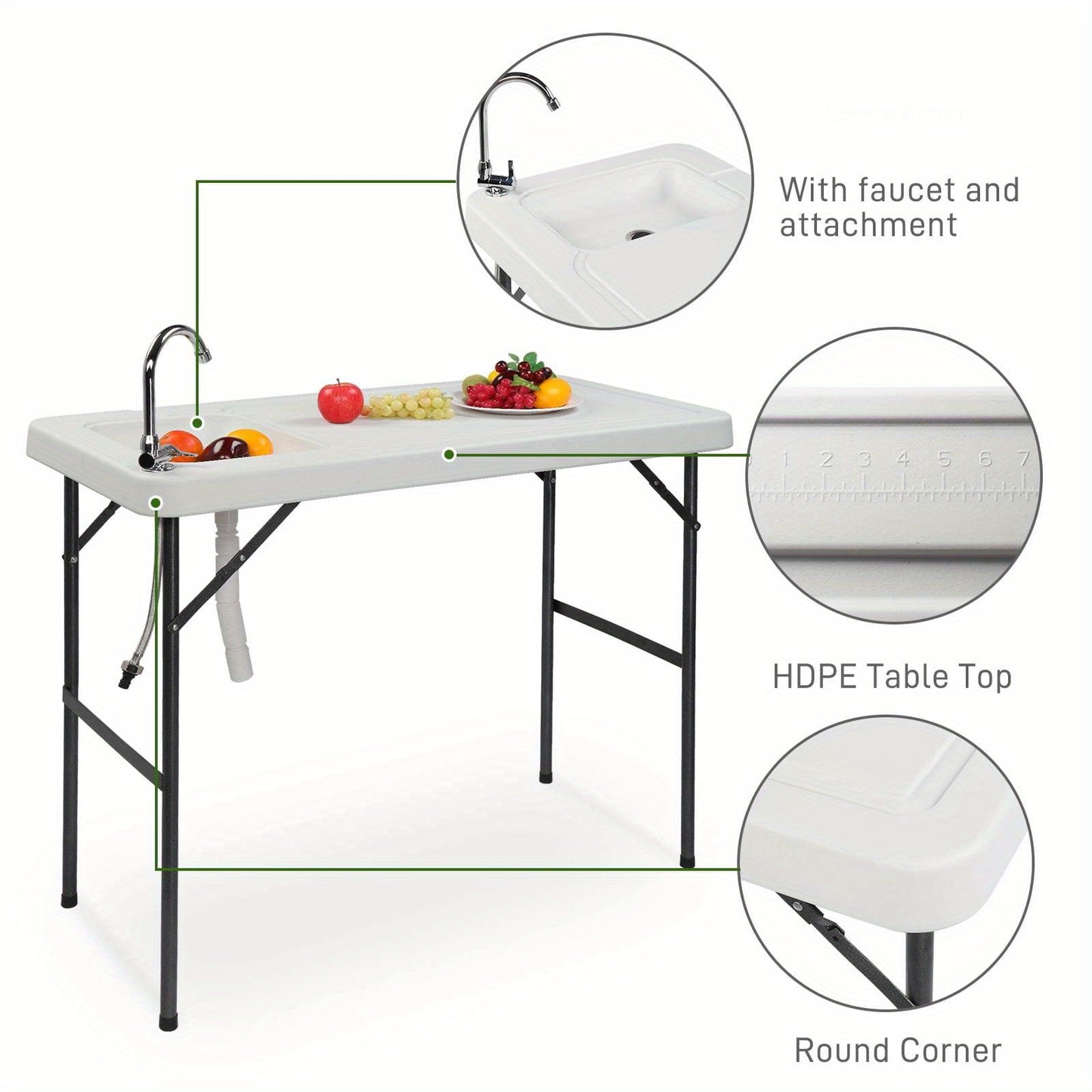 Folding Outdoor Fish Cleaning Table with Convenient Sink