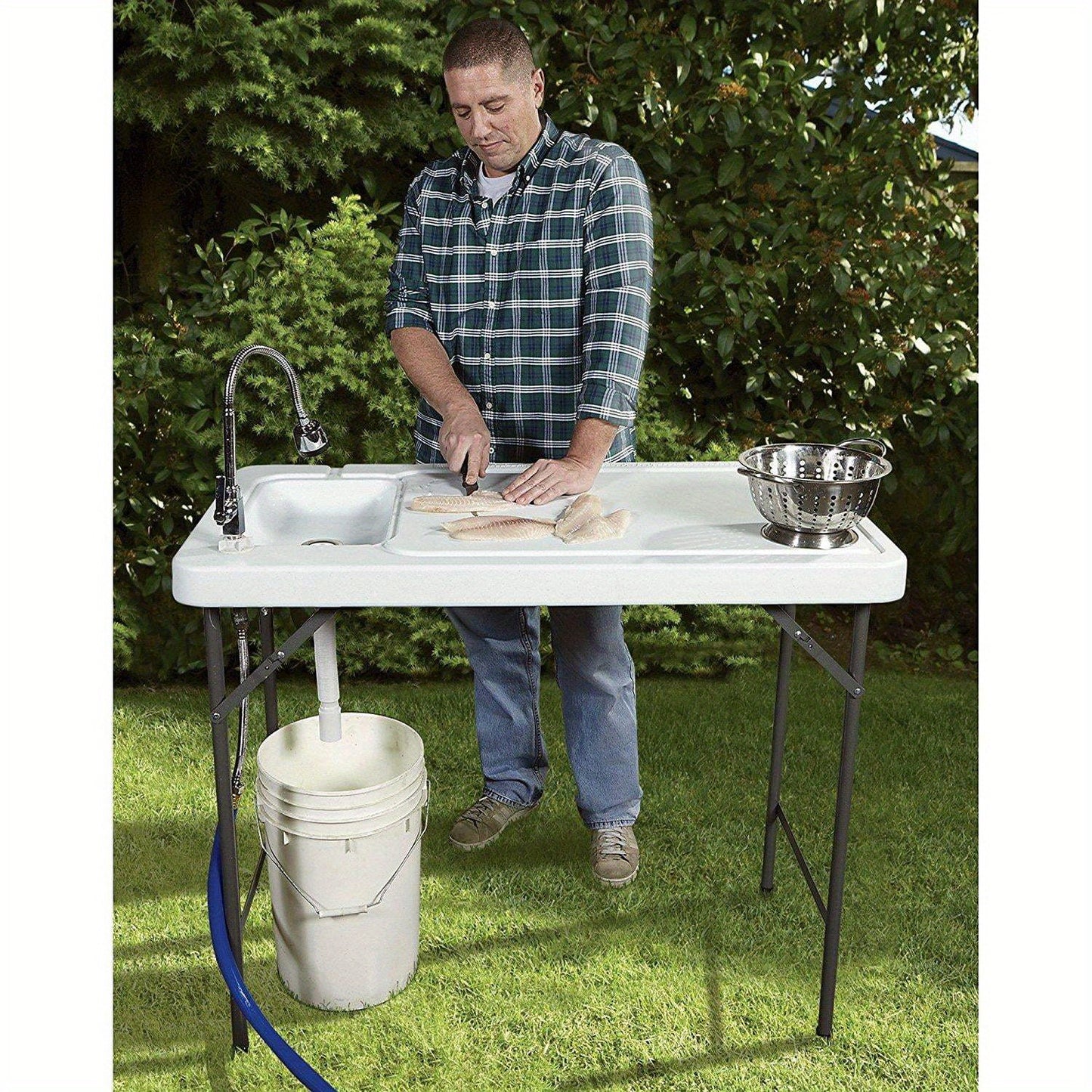 Folding Outdoor Fish Cleaning Table with Convenient Sink