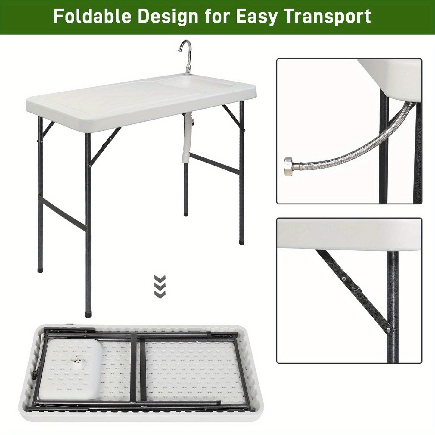 Folding Outdoor Fish Cleaning Table with Convenient Sink