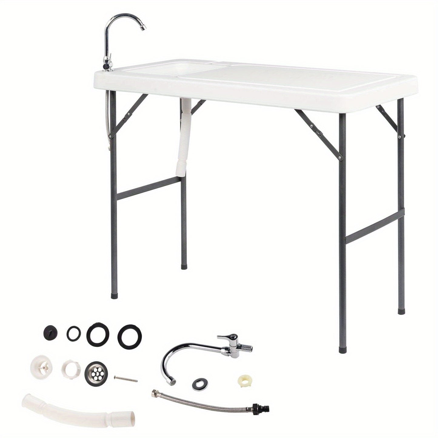 Folding Outdoor Fish Cleaning Table with Convenient Sink