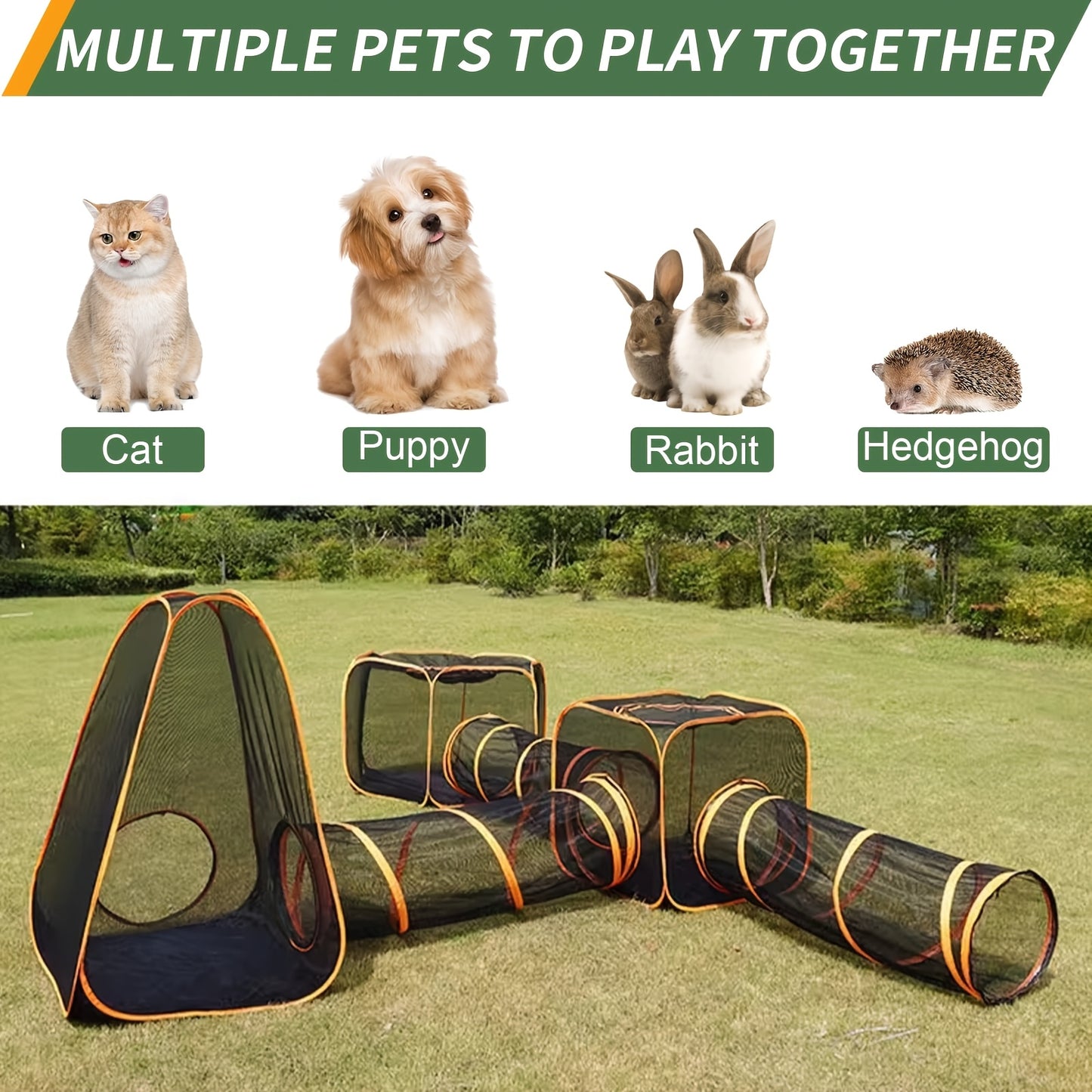 Six In One Foldable Pet Playpen With Tunnel And Tent