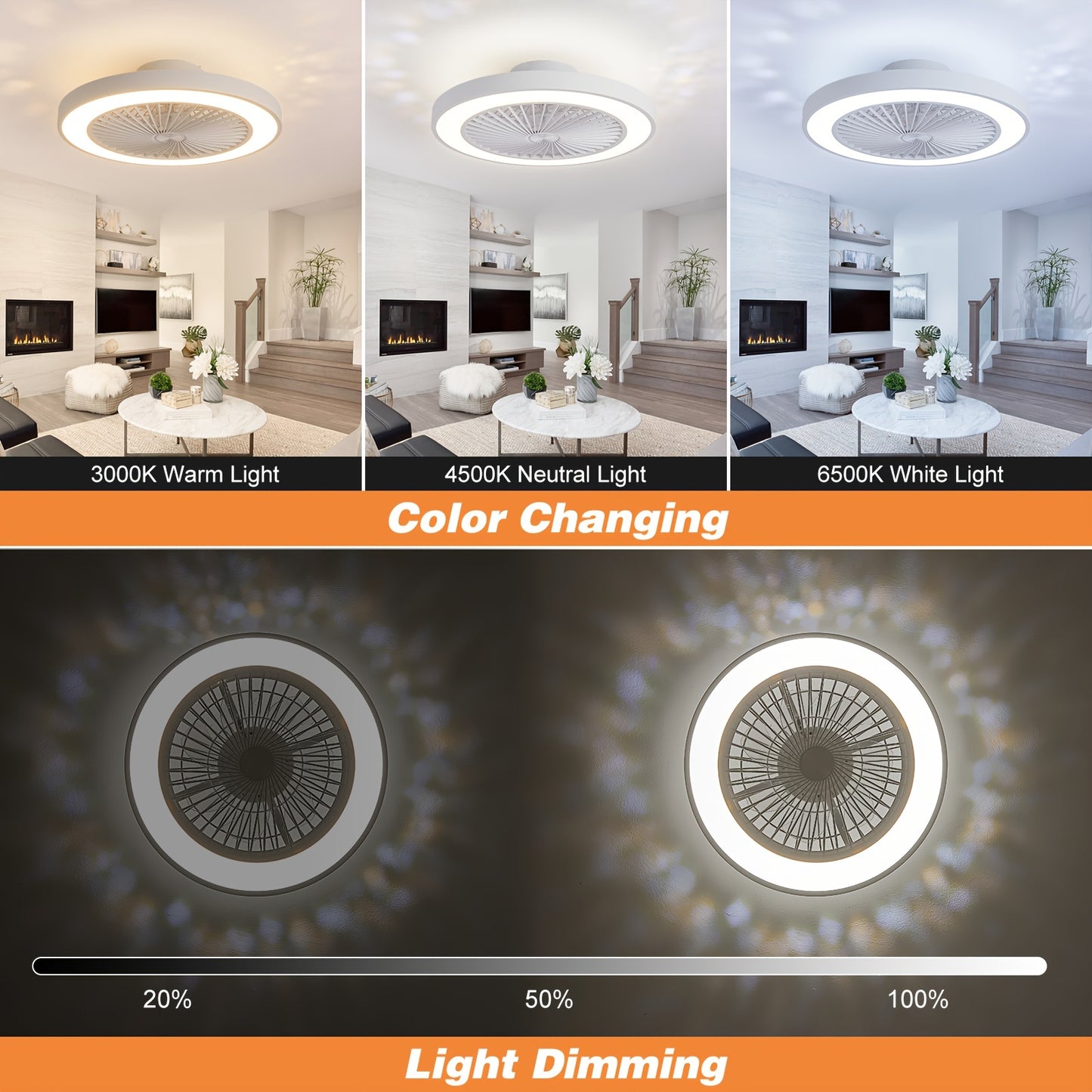 Sleek Flush Mount Ceiling Fan with LED Light and Remote