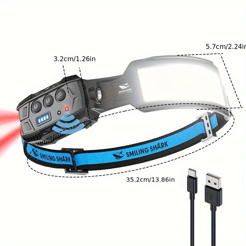Smiling Shark Rechargeable LED Headlamp with Motion Sensor