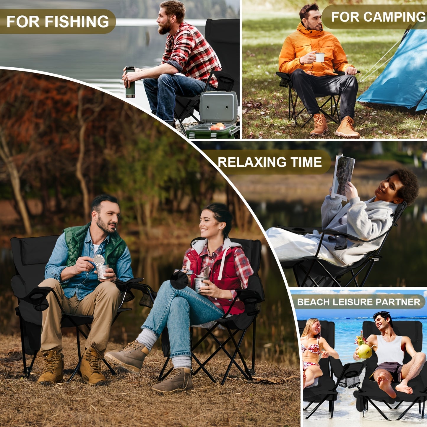 Two Pack Portable Folding Camping Chair With Carrying Bag