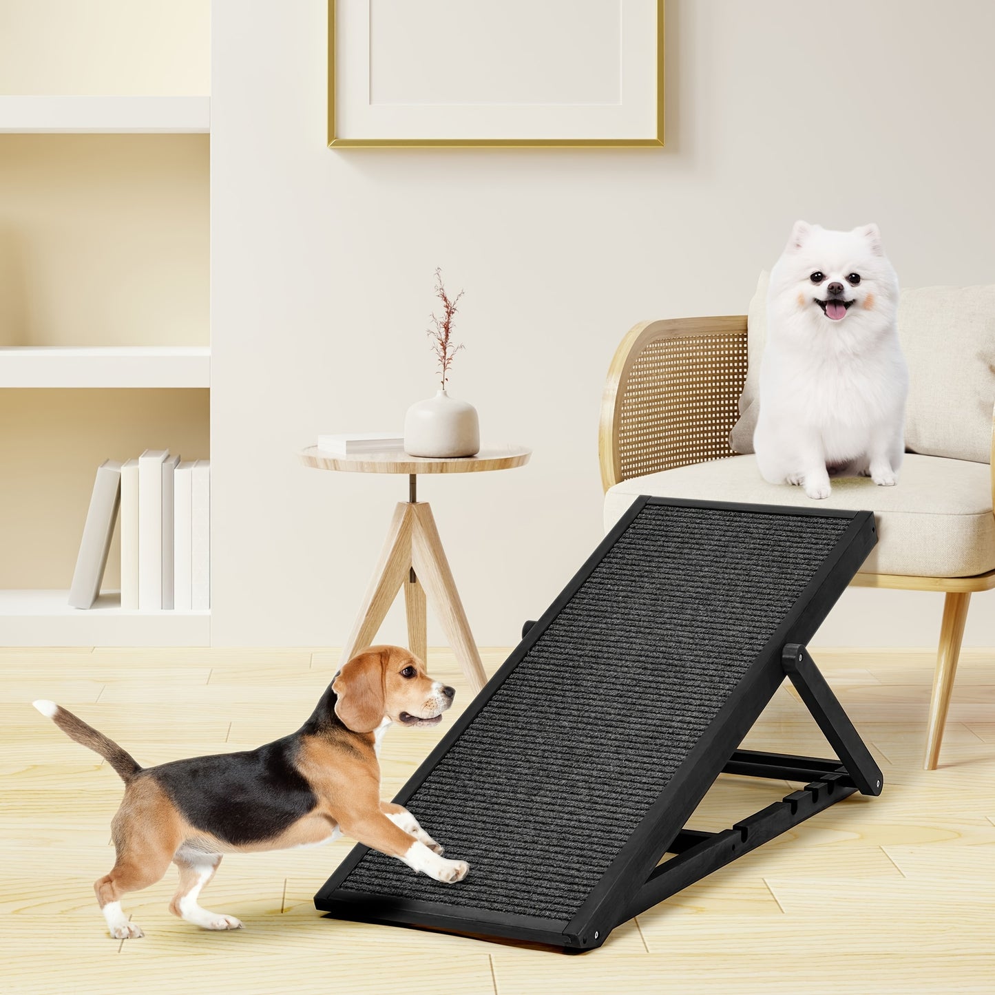 Folding Wooden Pet Ramp With Adjustable Height For SUV
