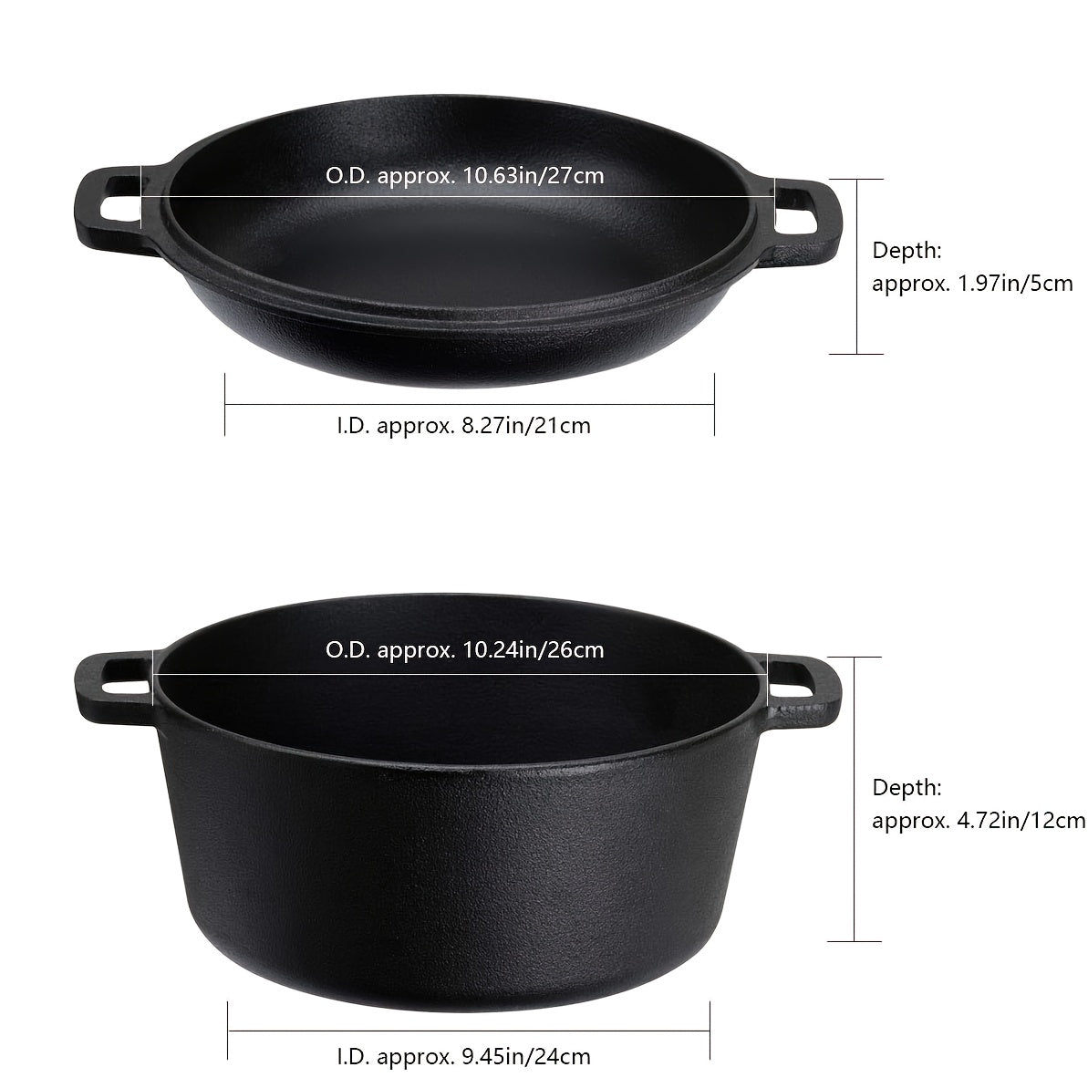 Cast Iron Skillets Set with Dutch Oven and Griddles Cookware
