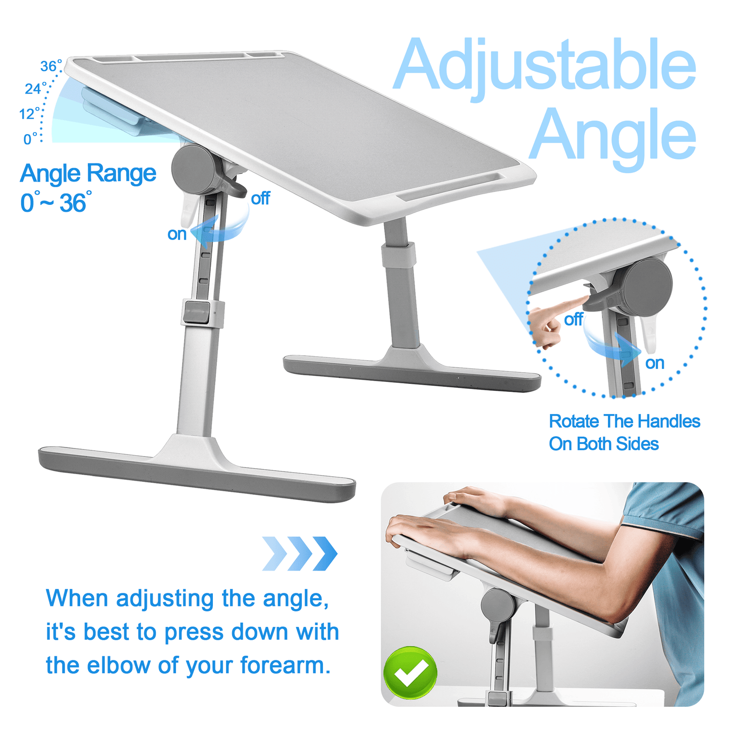 FWPP Adjustable Laptop Lap Desk Stand For Bed USB Light