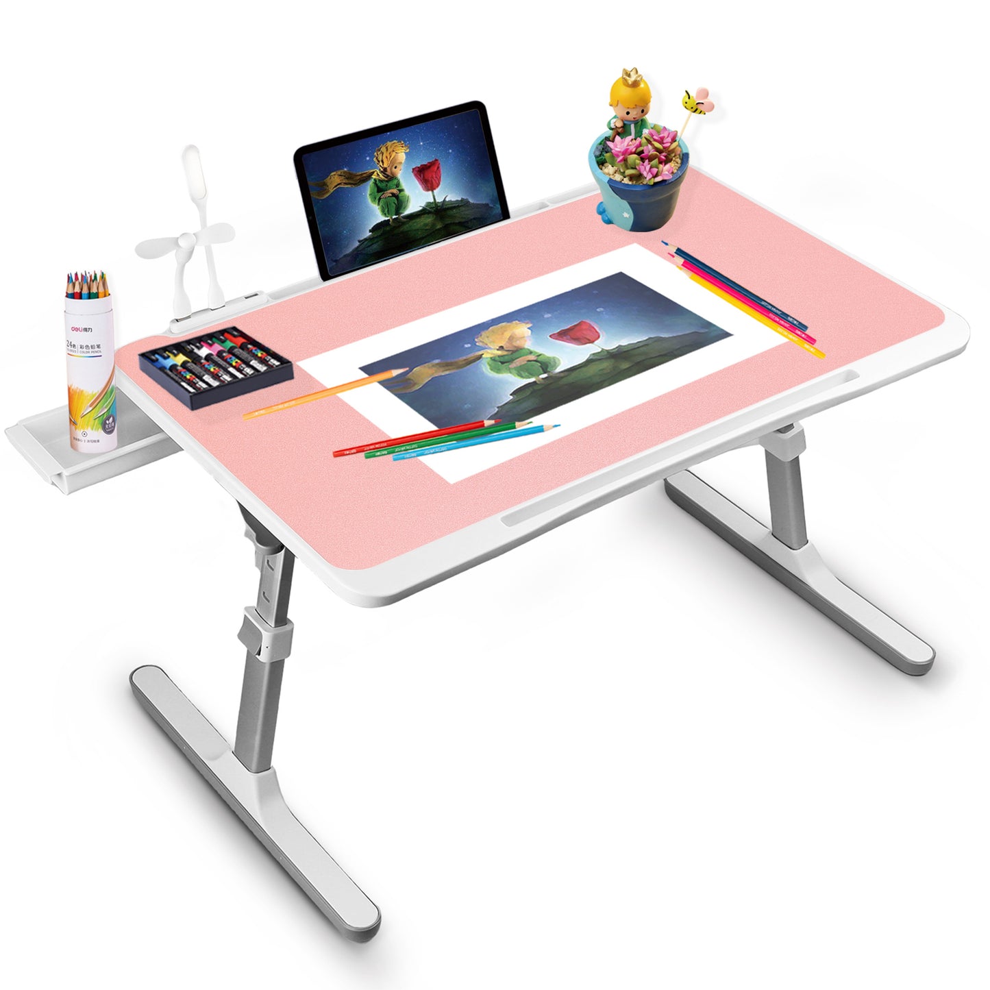 FWPP Adjustable Laptop Lap Desk Stand For Bed USB Light