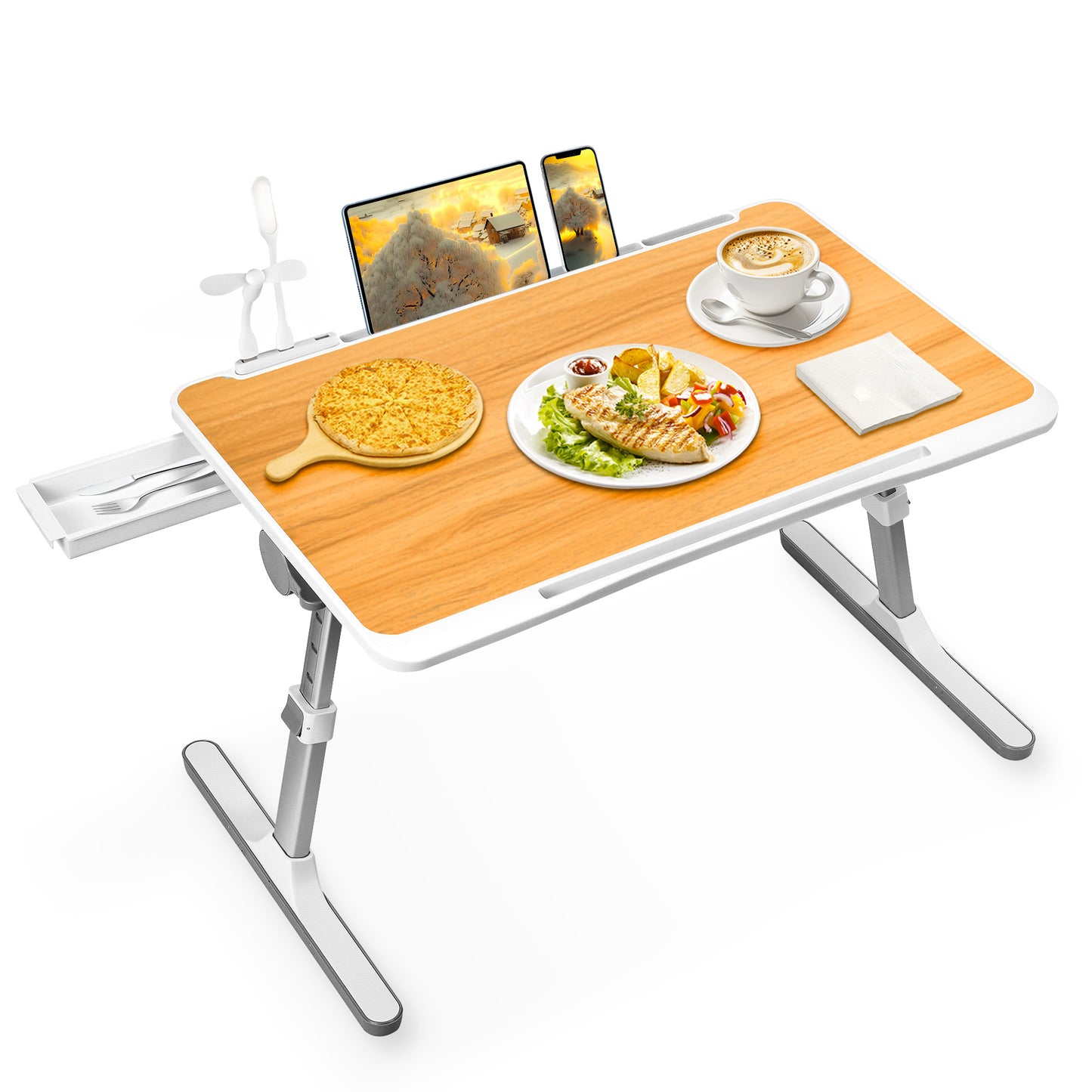 FWPP Adjustable Laptop Lap Desk Stand For Bed USB Light