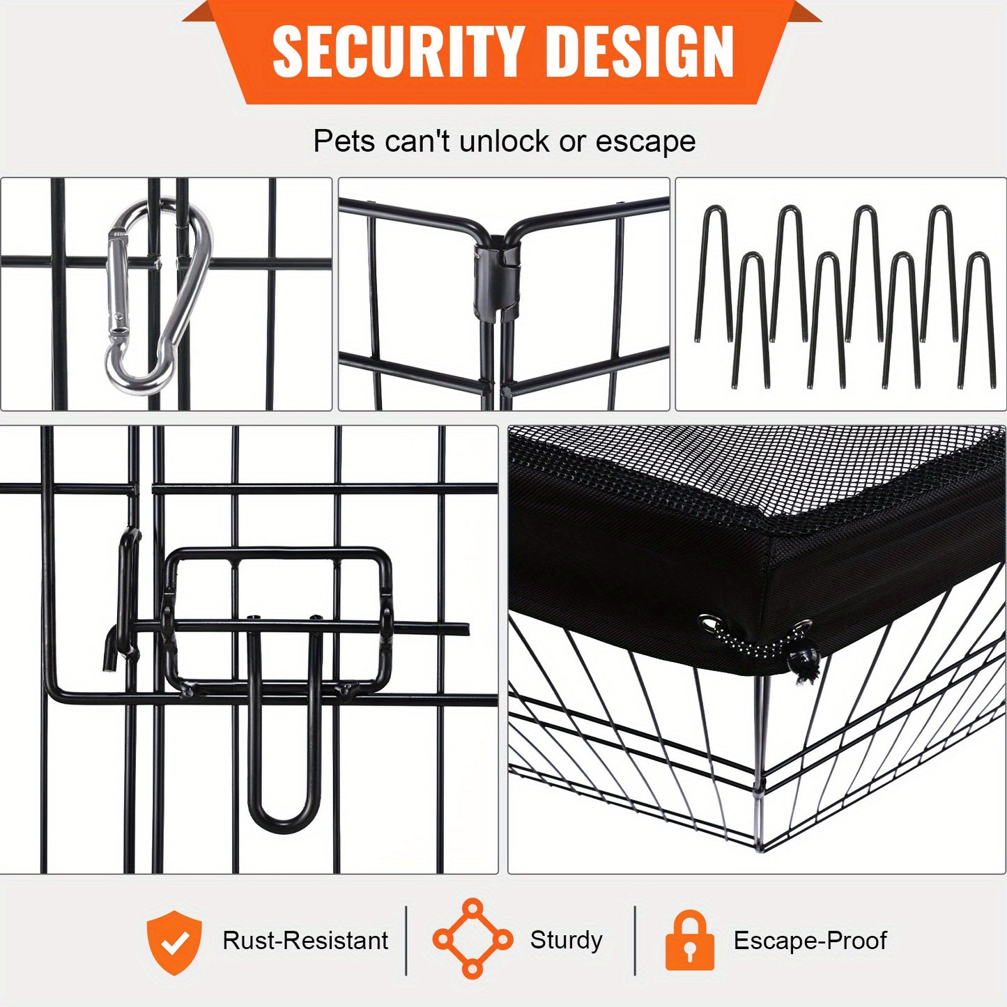 Happybuy Foldable Dog Playpen with Top Cover for Pets