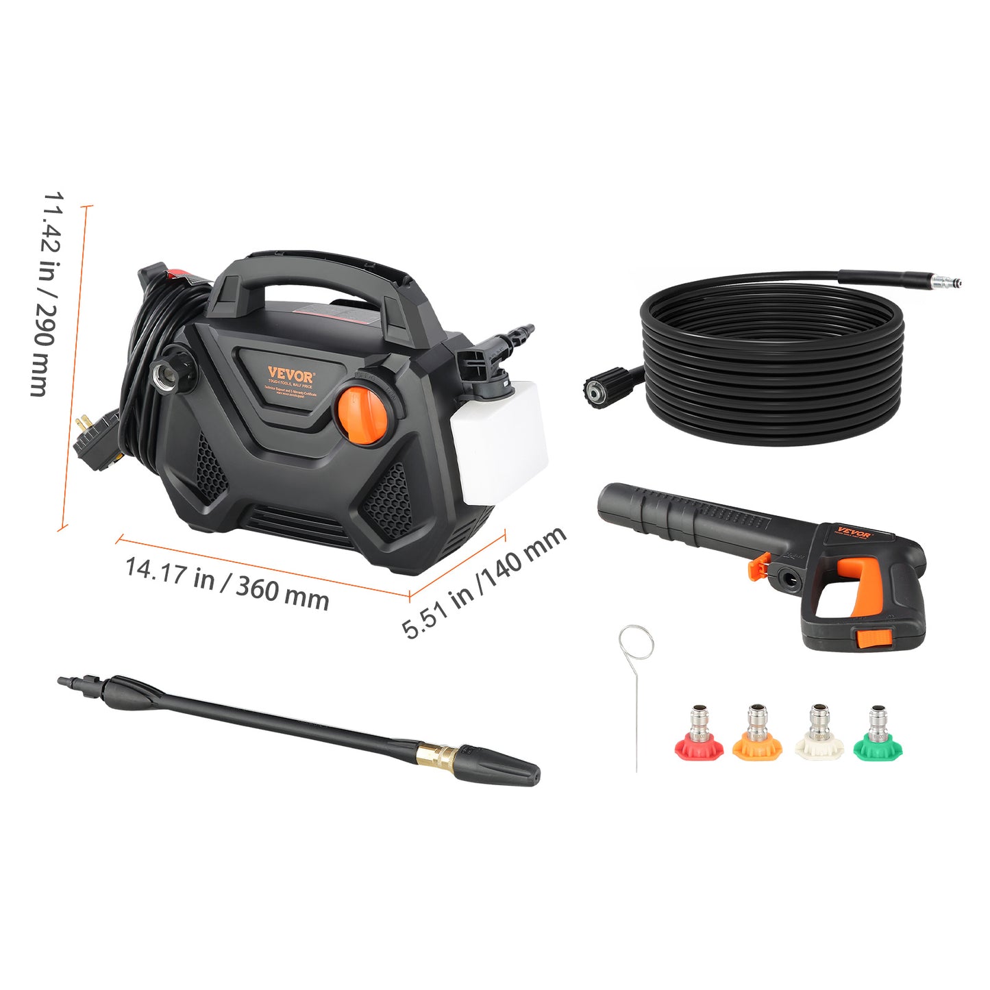 2150 PSI Electric Pressure Washer Foam Cannon And Nozzle