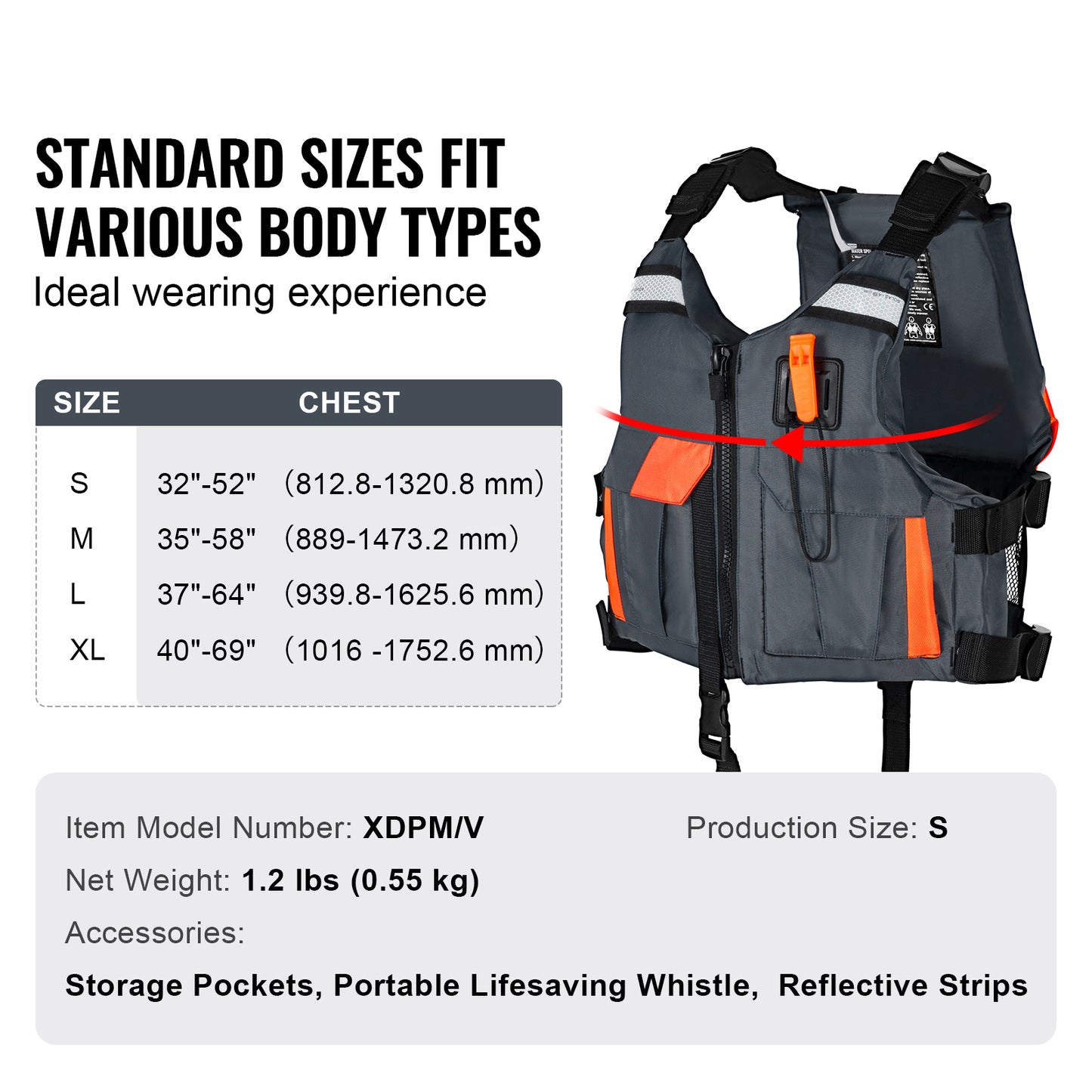 Vevor Watersports Life Vest PFD 80N Buoyancy Jacket