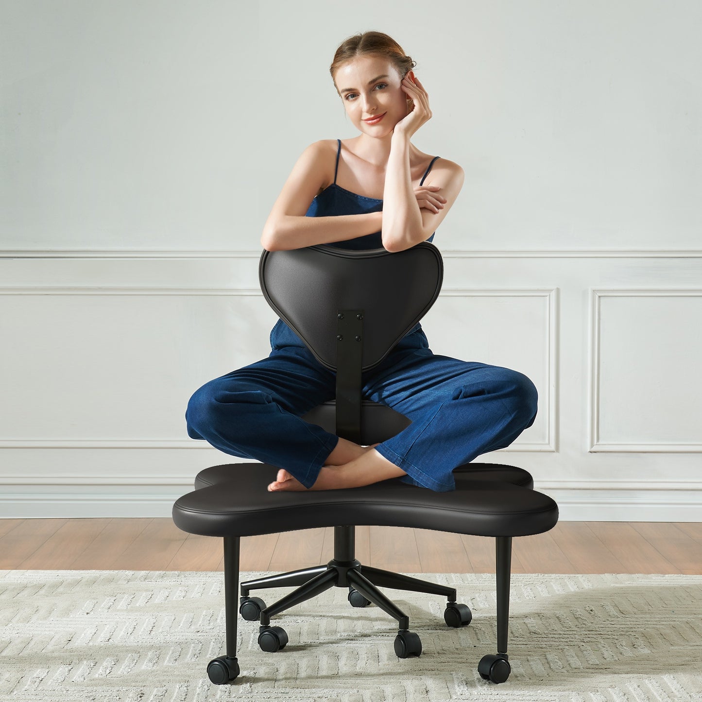 Pinmoco Ergonomic Cross Legged Meditation Chair with Wheels