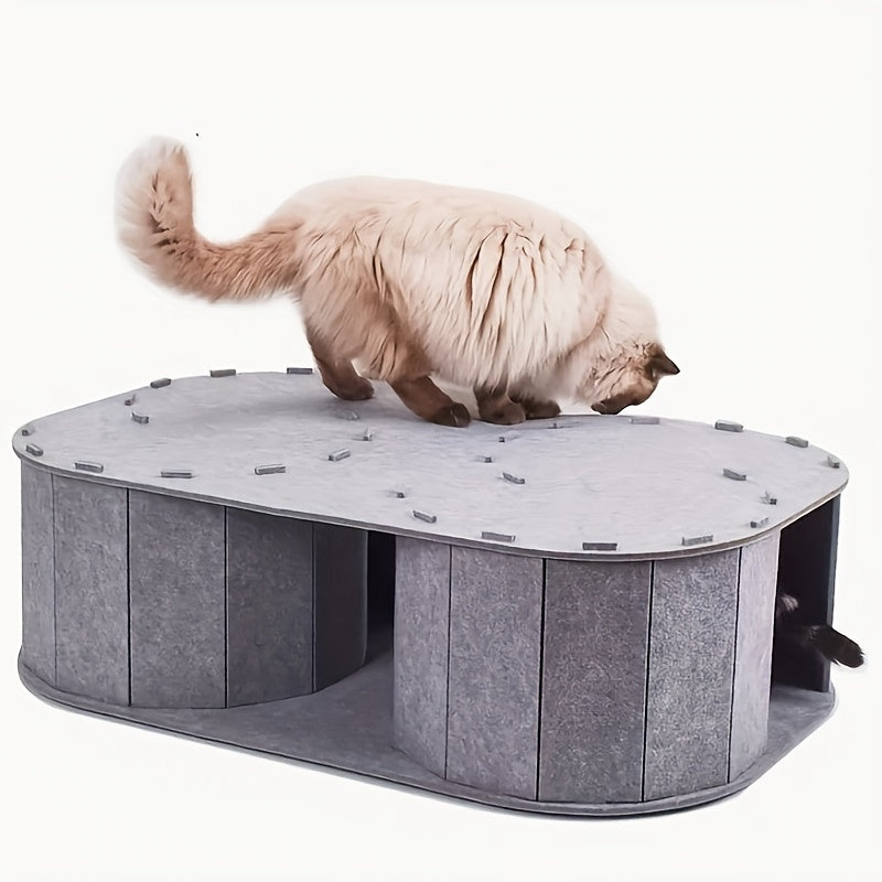 Felt Pet Nest Tunnel Bed with Scratching Board and Toy