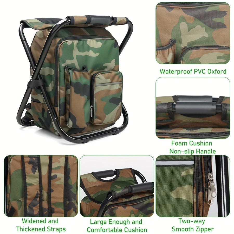 Folding Camping Chair With Insulated Cooler Backpack For Outdoors
