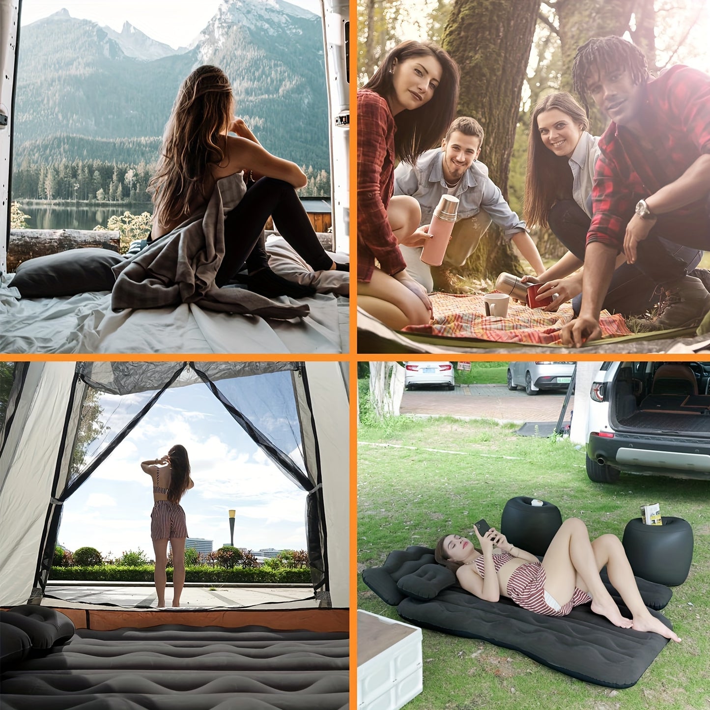 Portable Car Air Bed Kit With Pump And Pillows Camping