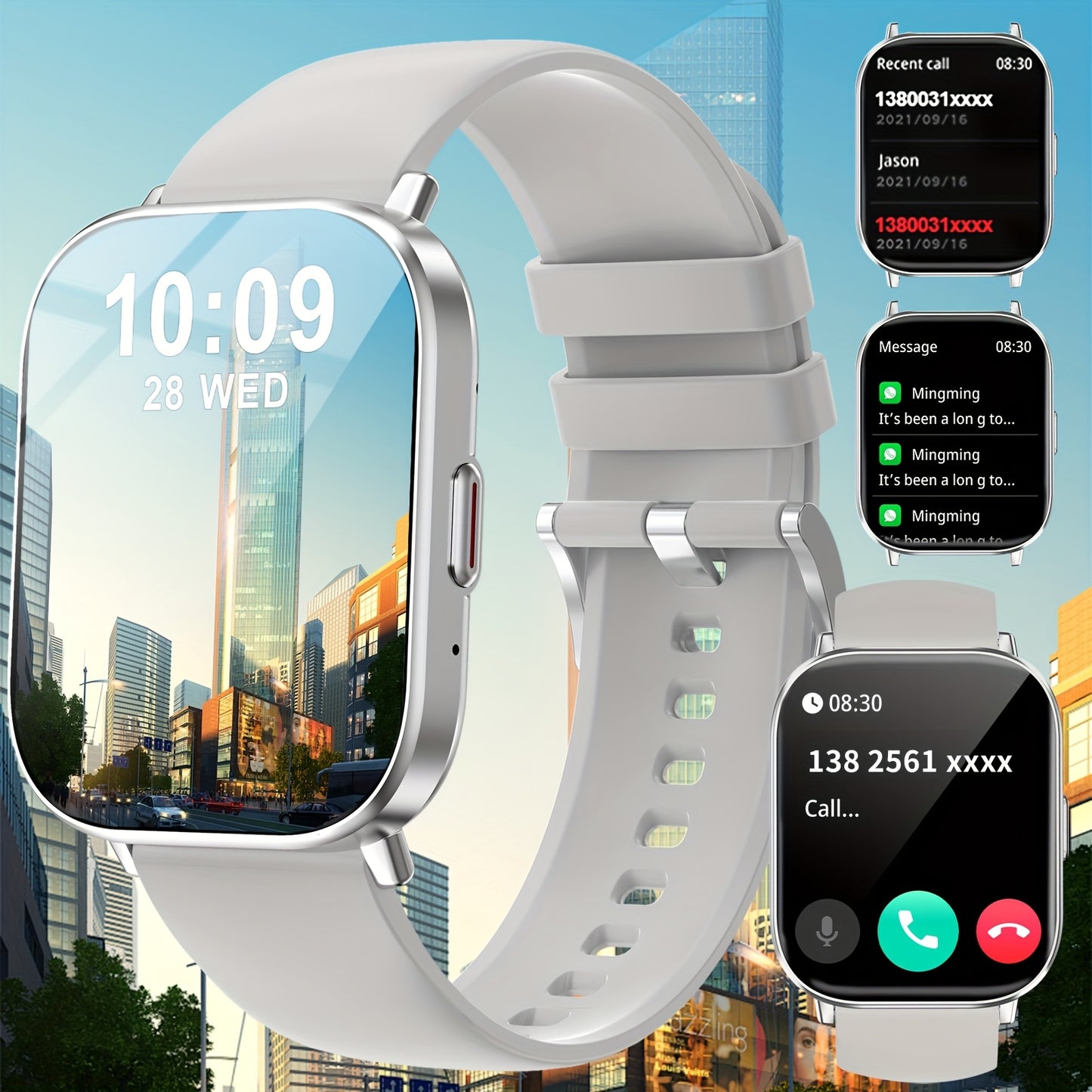 Elegant Pink Silicone Smartwatch With Touch Screen And Notifications