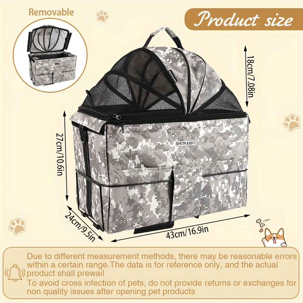 Dog Bicycle Carrier Basket With Expandable Mesh And Harness