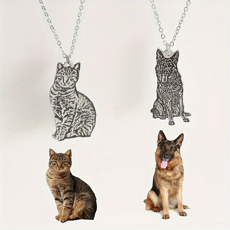 HDYV5AA Custom Engraved Pet Photo Necklace Stainless Steel