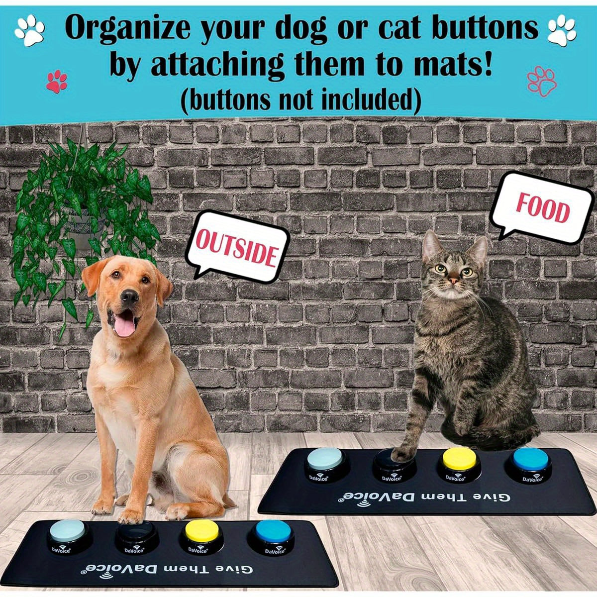 Dog Communication Buttons Training Mat with Adhesive Dots