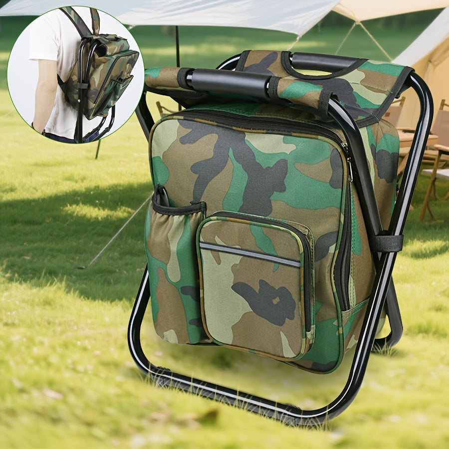 Folding Camping Chair With Insulated Cooler Backpack For Outdoors