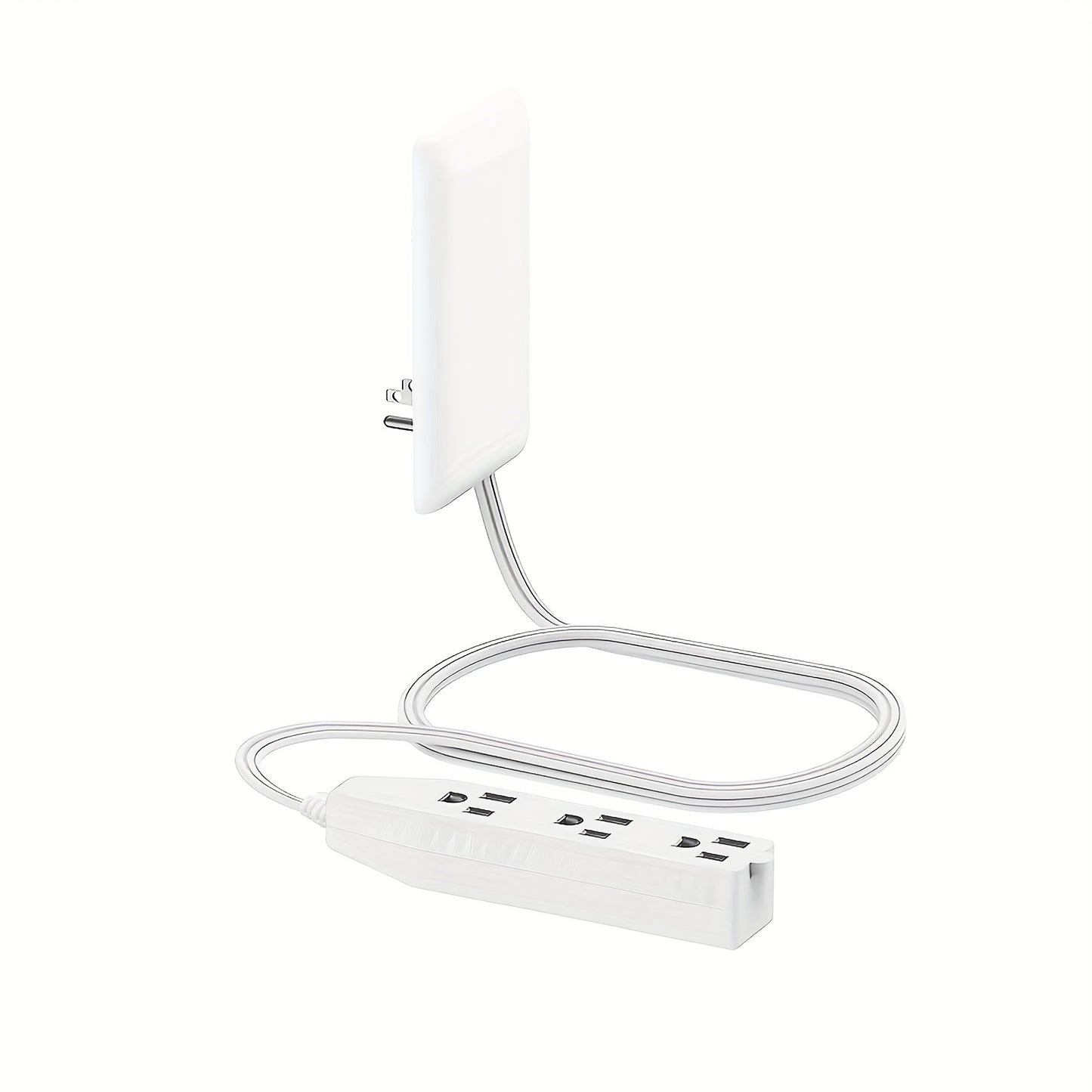 Three Outlet Power Strip With Flat Extension Cord Indoor
