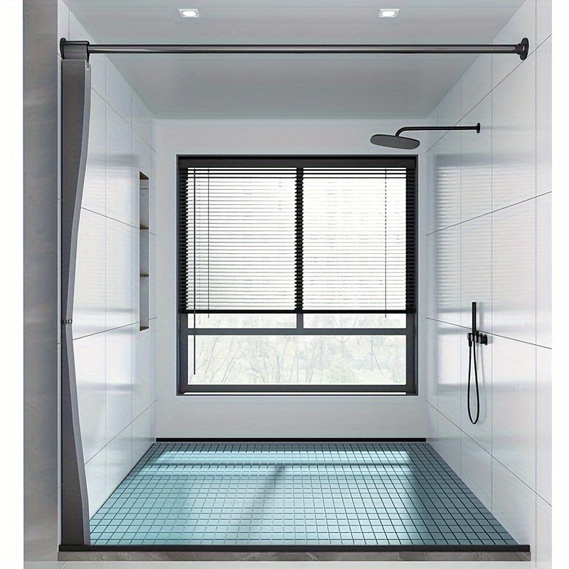 Thick Magnetic Foldable Shower Curtain with Modern Striped Design