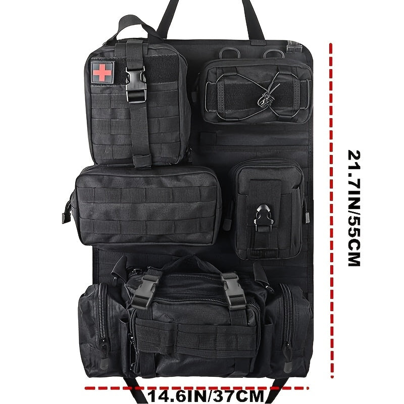 Tactical Car Seat Back Organizer with Detachable Molle Pouches