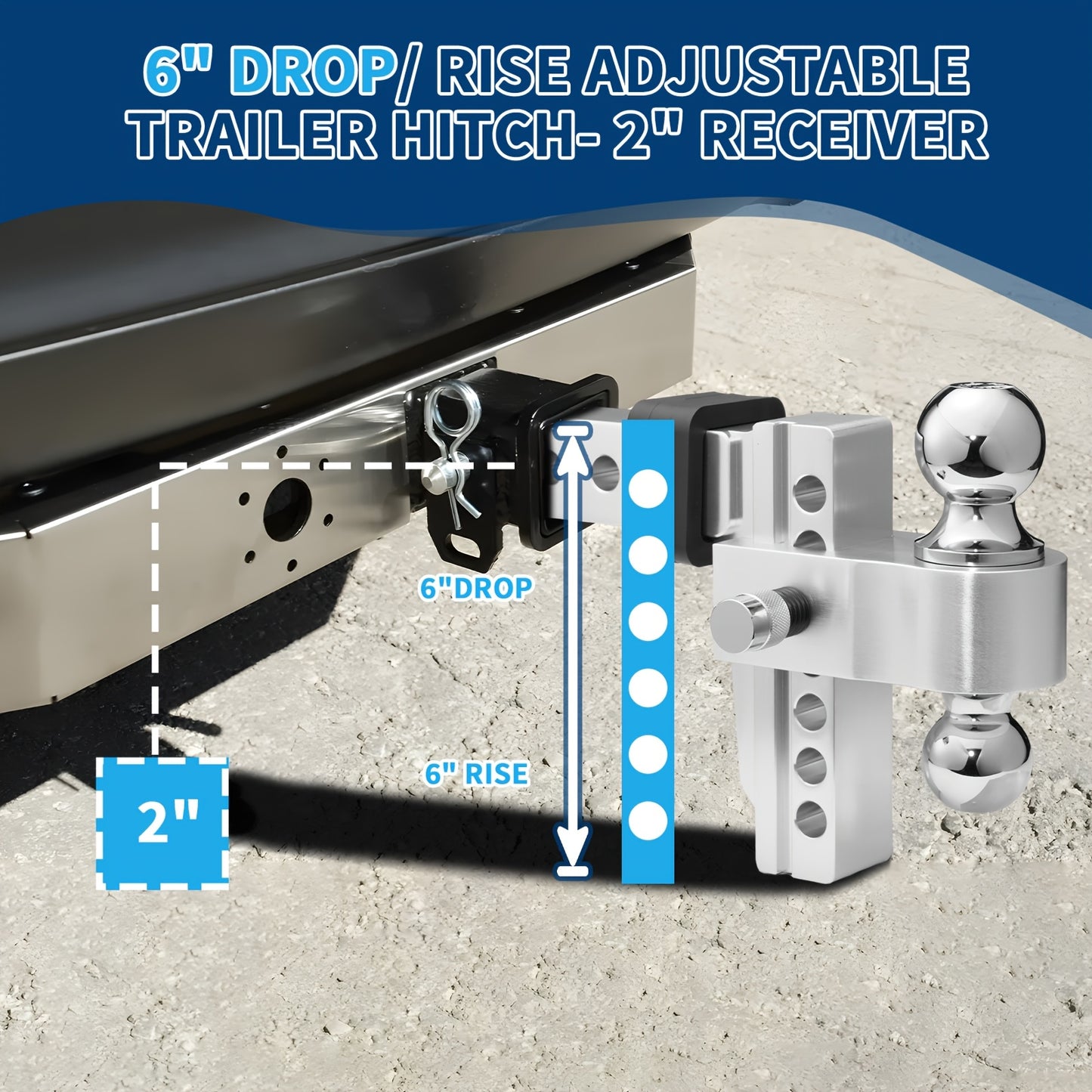 Heavy Duty Adjustable Drop Hitch with Tri-Ball and Anti-Theft