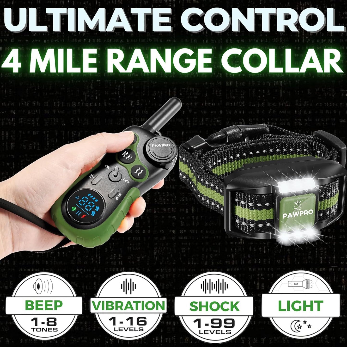 Long Range Dog Training Collar With Remote And Night Light