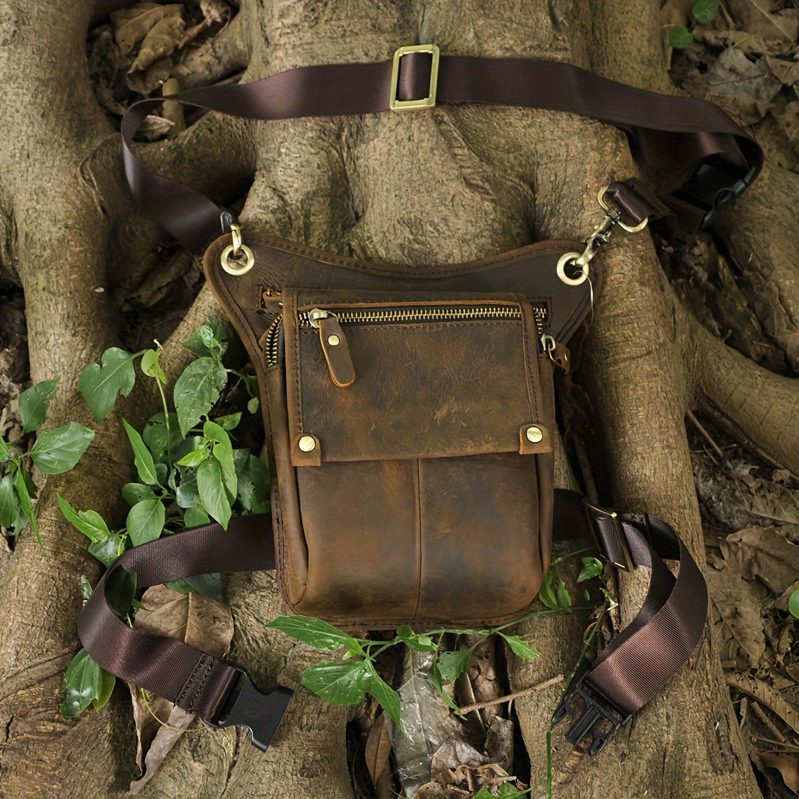 Men's Vintage Leather Sling Bag for Casual Travel