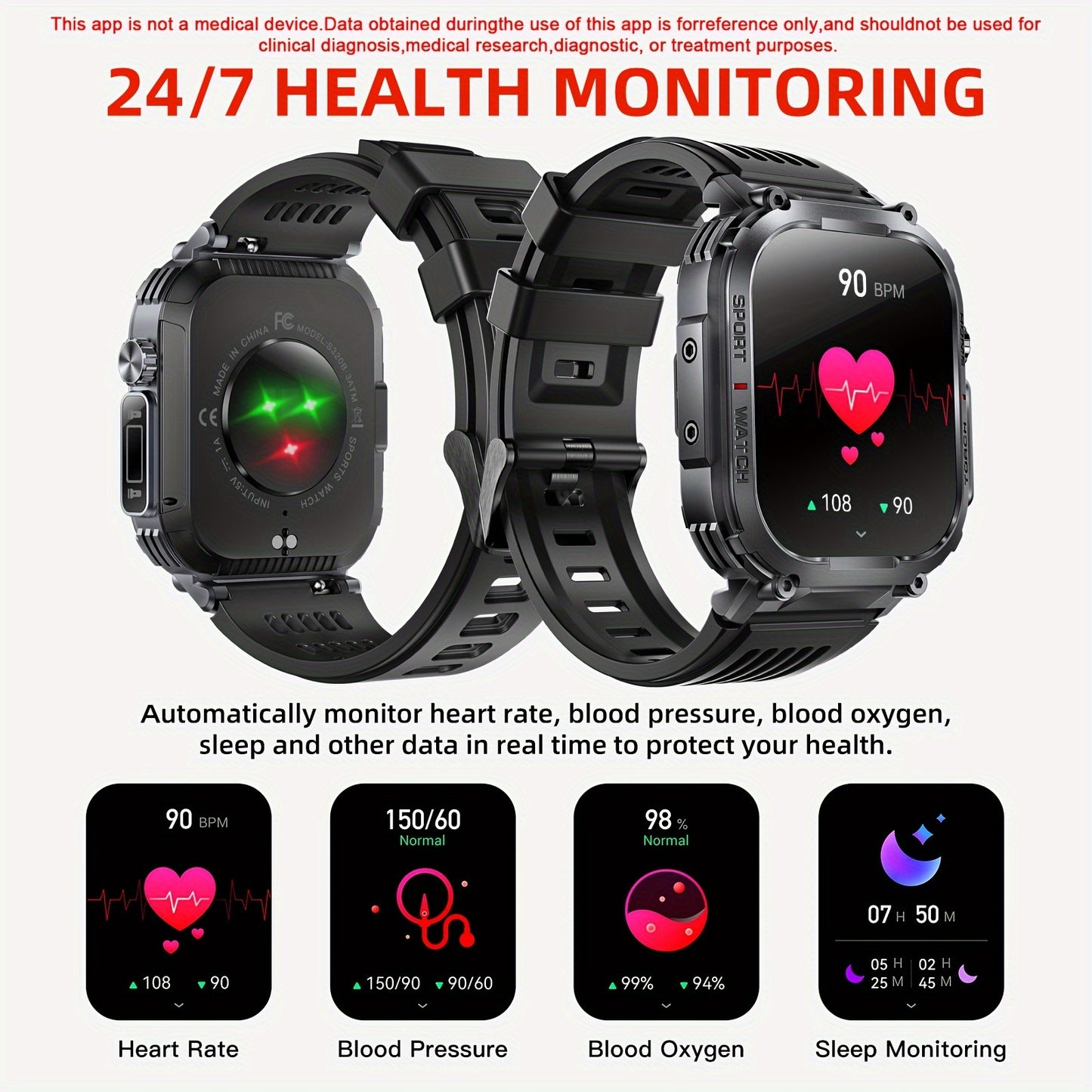 Rugged Smartwatch with Fitness Tracker for Active Lifestyles