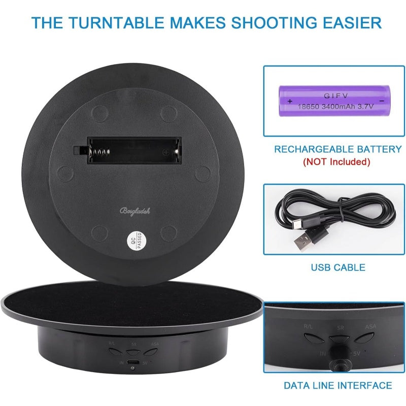 Motorized Rotating Display Stand 360 Turntable Velvet Top