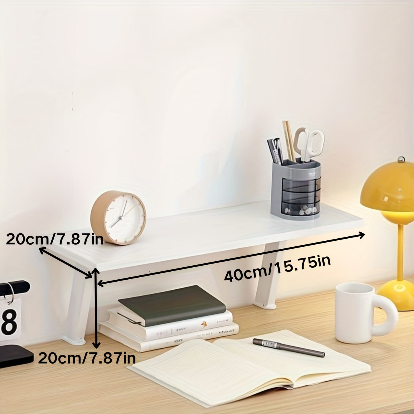 Floating Desk Shelf No Drill Mount Multilevel Organizer