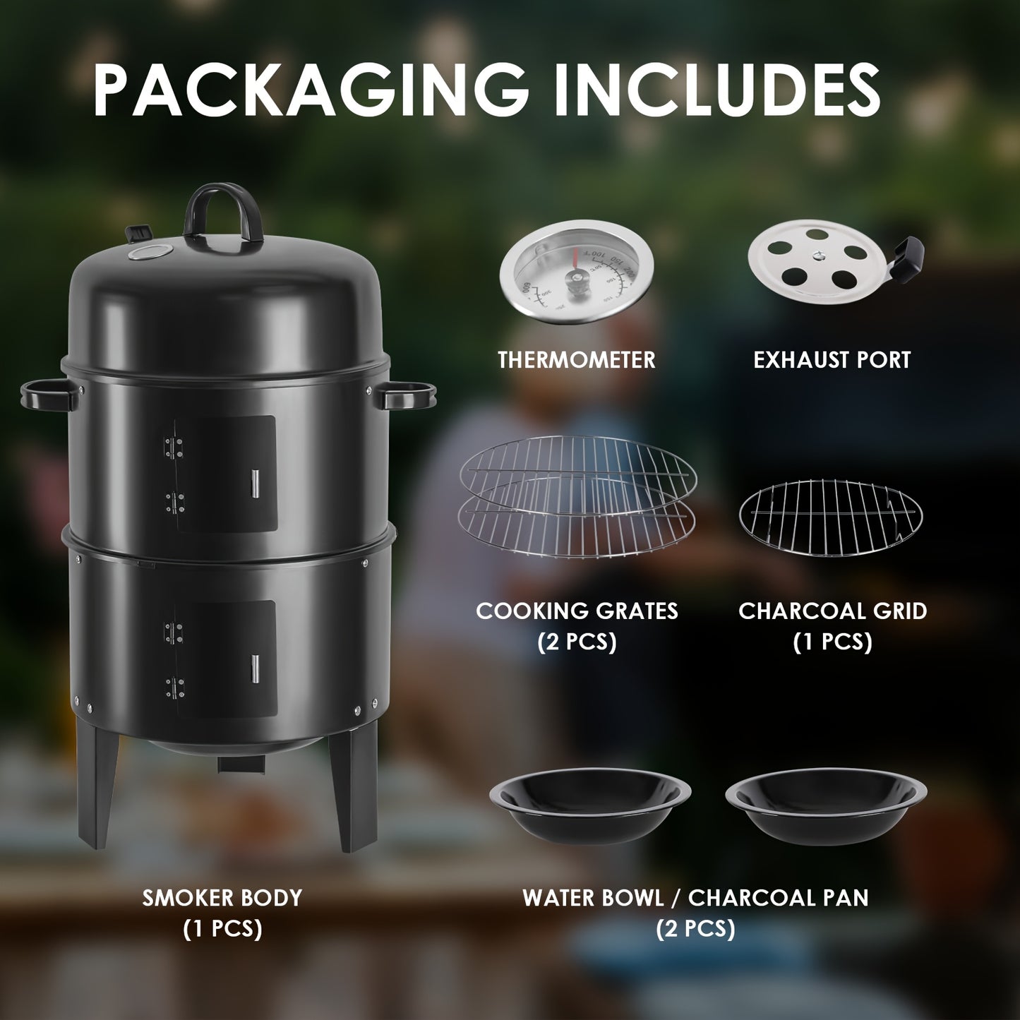 Charcoal Smoker Grill With Temperature Control And Griddle