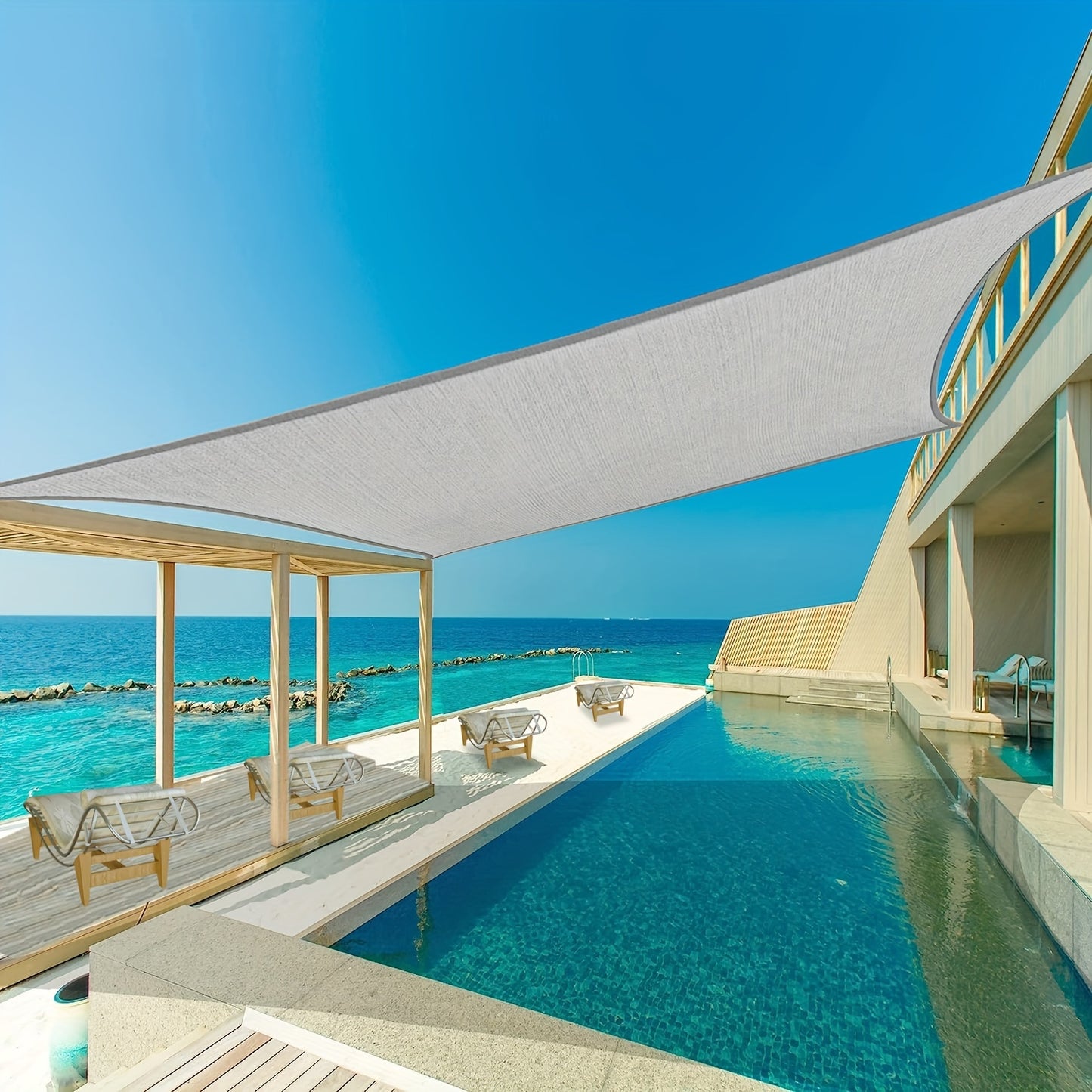 UV Block Rectangle Shade Sail by Unknown Brand for Outdoor Use