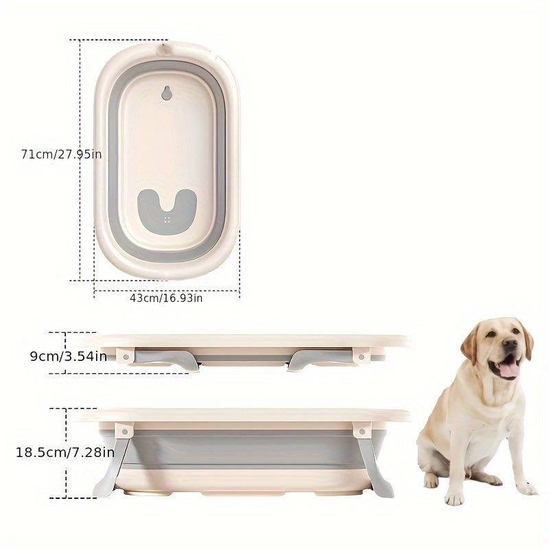 Foldable Pet Bathtub for Dogs and Cats - Space Saving Design