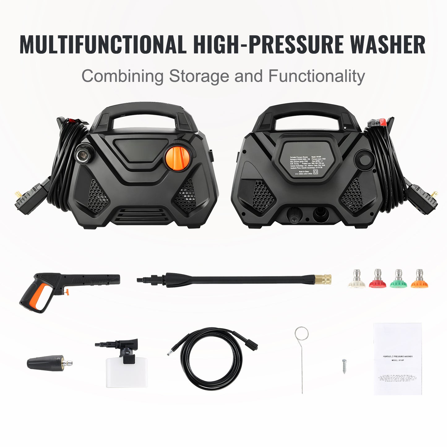 2150 PSI Electric Pressure Washer Foam Cannon And Nozzle