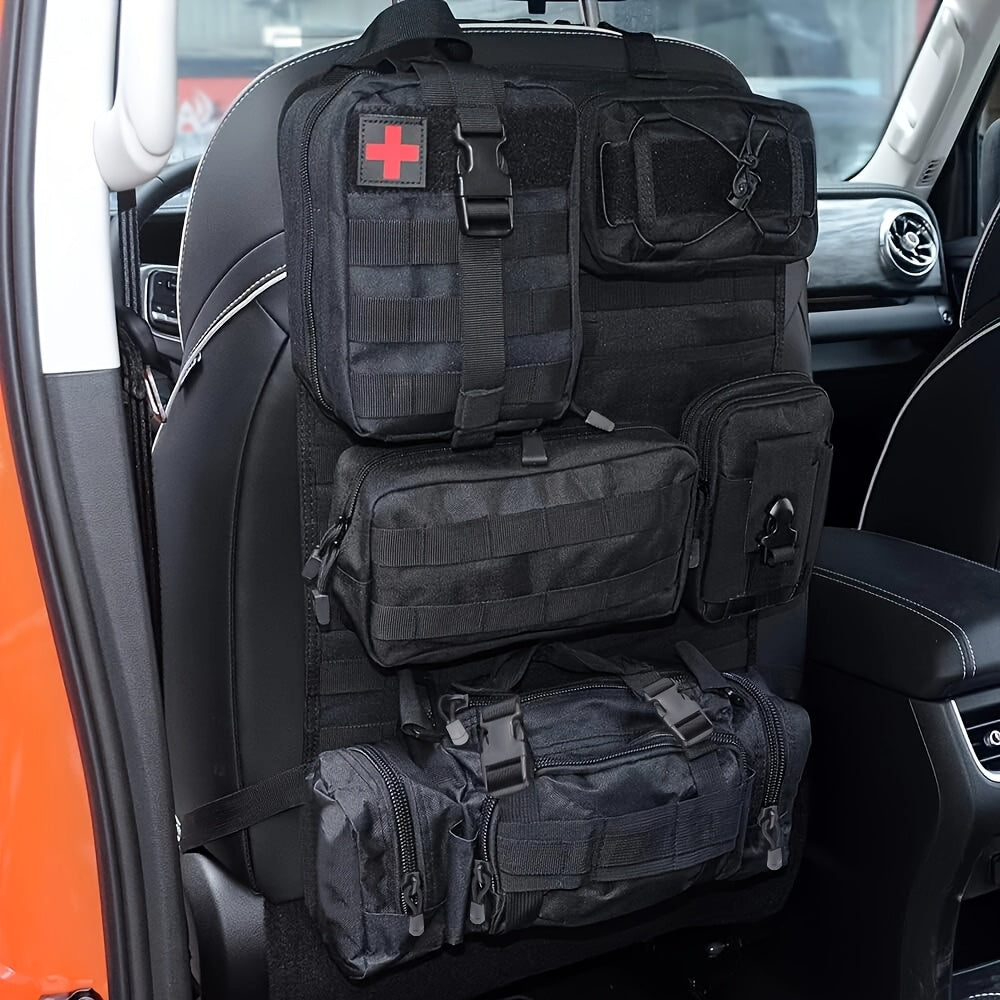 Tactical Car Seat Back Organizer with Detachable Molle Pouches