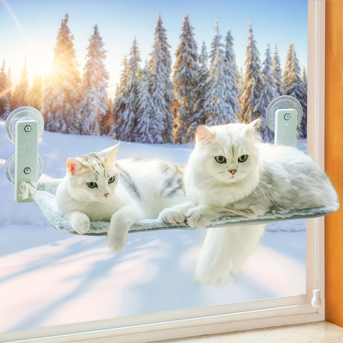 Foldable Cat Window Perch With Iron Frame And Suction Cups