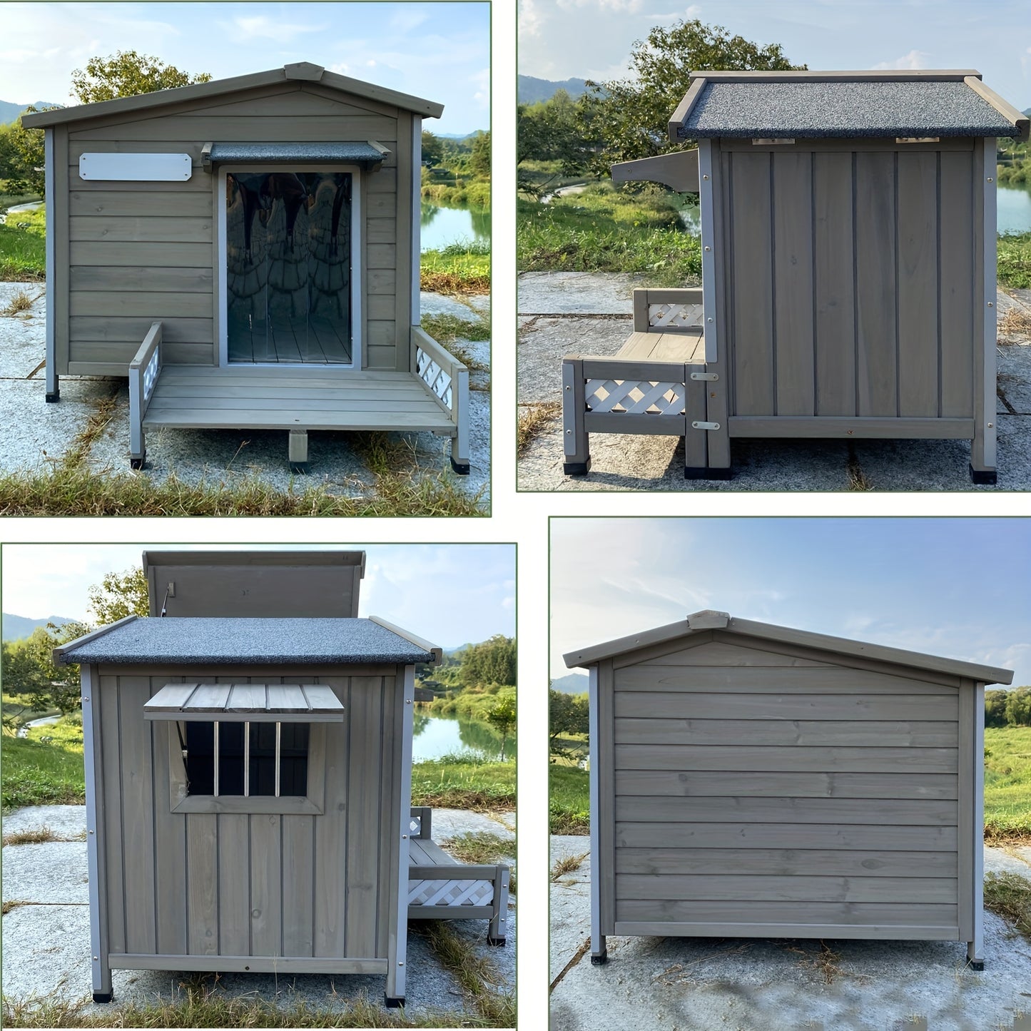 Weatherproof Bite Resistant Outdoor Indoor Dog House Deck