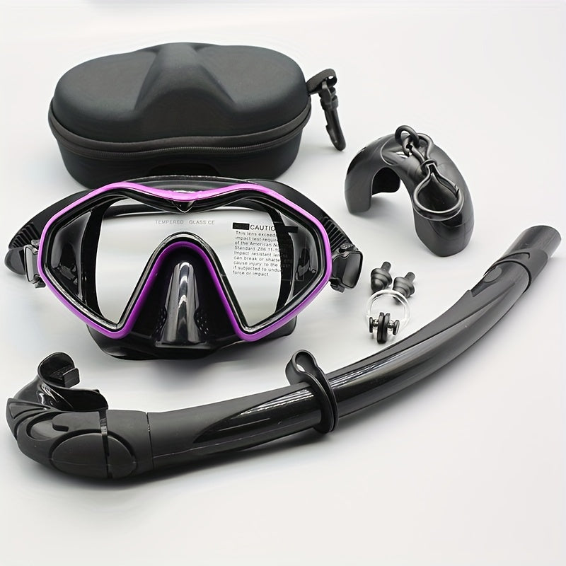 Anti Fog Waterproof Adult Snorkel Set Large View Glass Mask