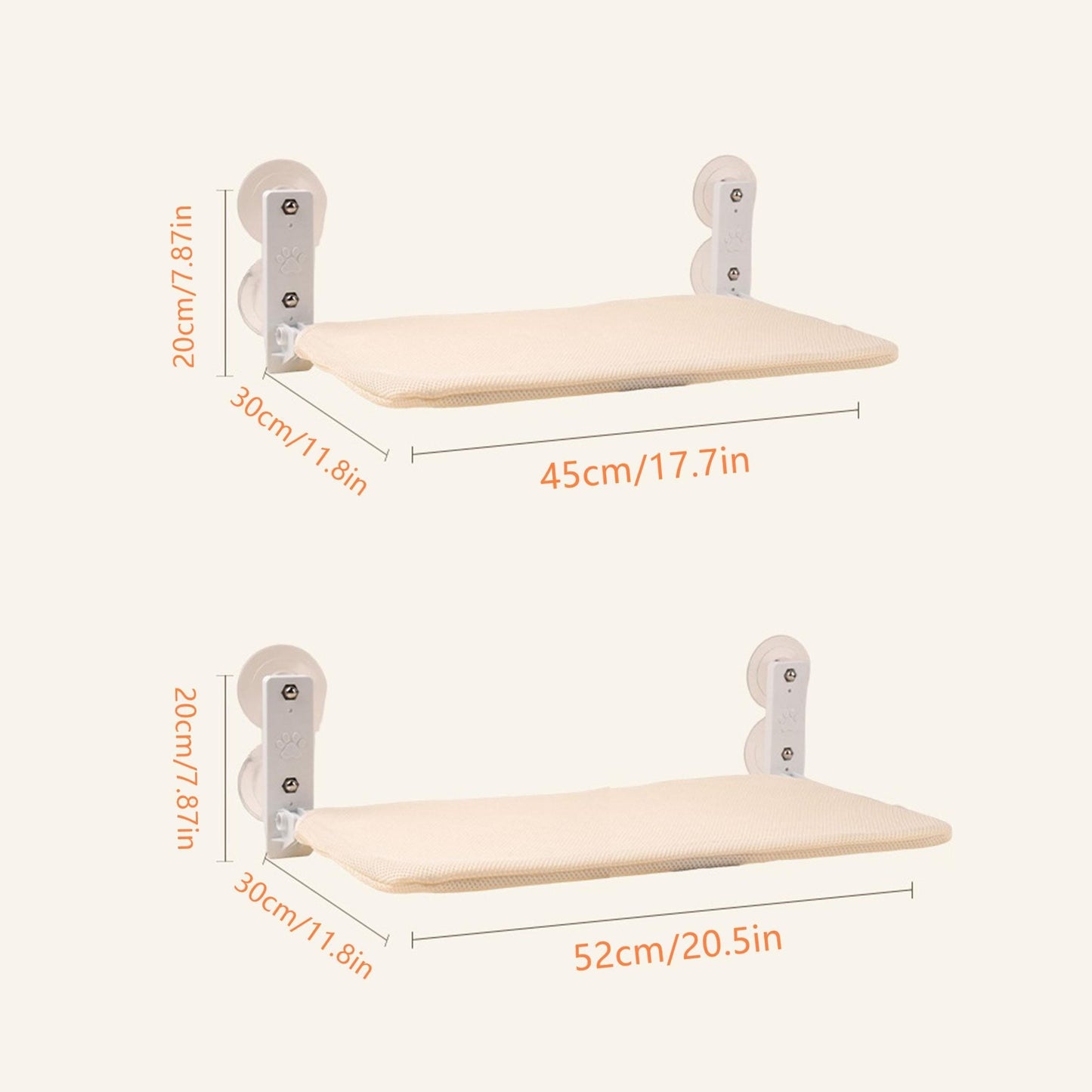 Foldable Cat Window Perch With Iron Frame And Suction Cups